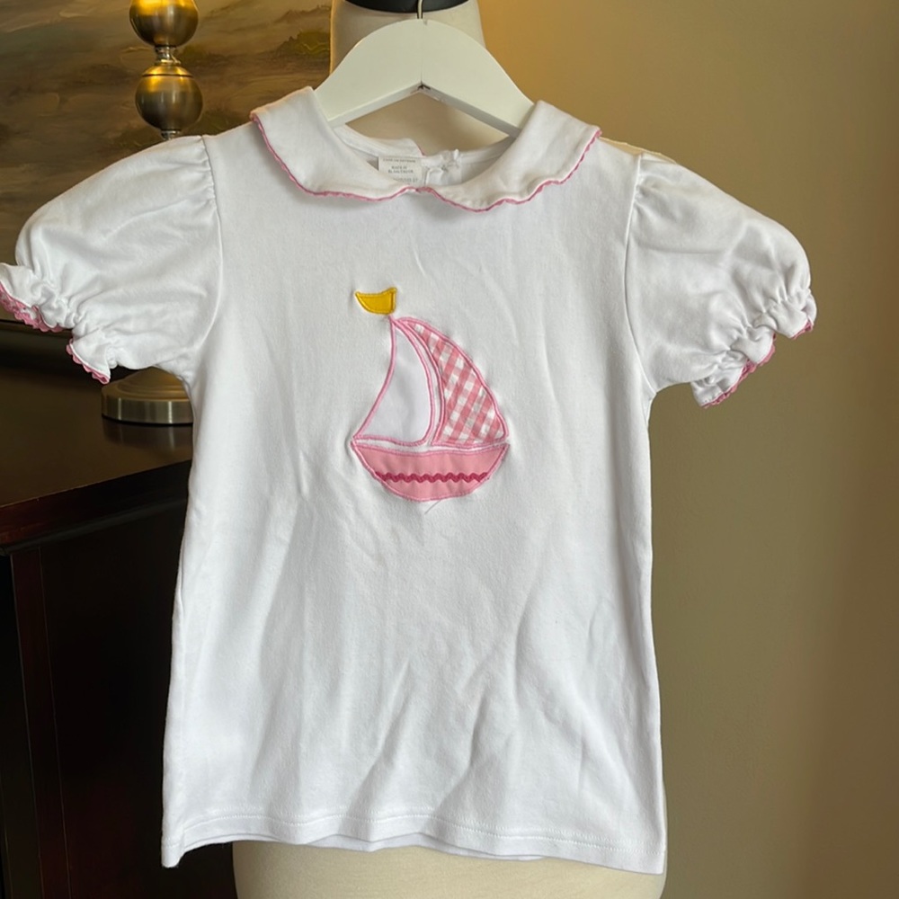 Monday’s Child sailboat ricrac collared puff sleeve girls size 6 shirt